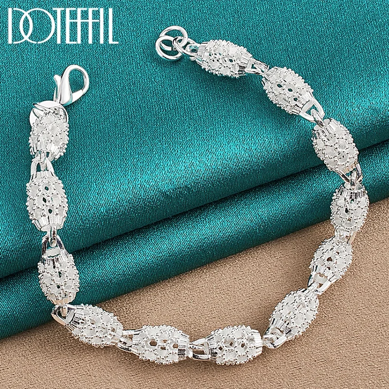 925 Sterling Silver Hollow Bead Ball Bracelet Chain For Woman Jewelry