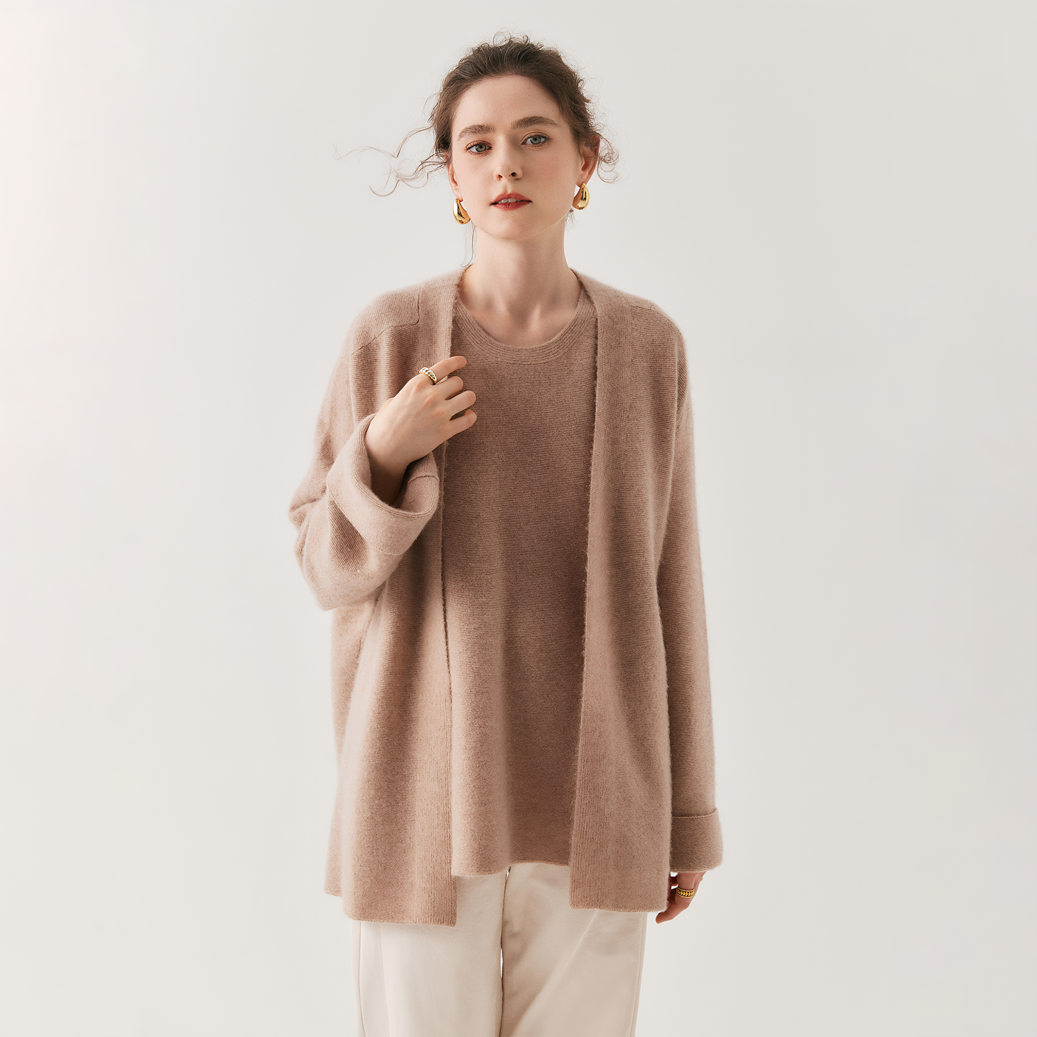 Women's Slouchy Cashmere Cardigan | Heavyweight Minimalist Coat REAL SILK LIFE