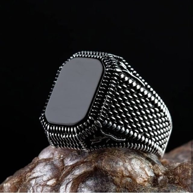 YOY-Fashion  Male Ring Black Square Signet Ring