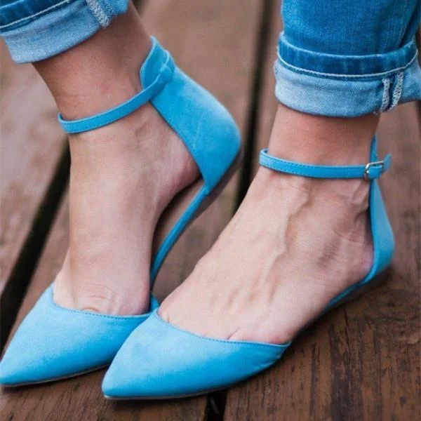  Women's Blue Dress Shoes Suede Ankle Strap Pumps
