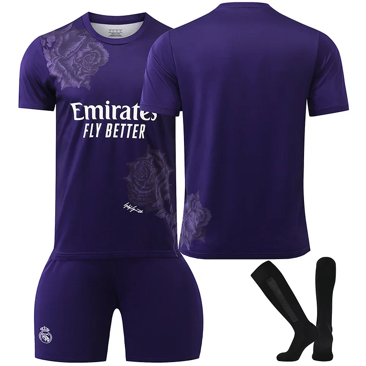 24/25 Real Madrid Y3 Co Branded Purple Football Jersey Traning Set 