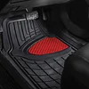 FH Group Premium Liners Tall Channel Trimmable All Weather Rubber Full Set Car Floor Mats (Red) w. Trimmable All-Season Cargo Liner (Black) - Universal Fit for Cars Trucks and SUVs