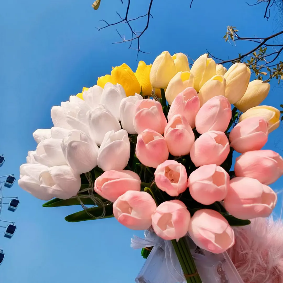 15Pcs Radiant Romantic Tulip Light LED Adjustable Tulip Night Light Warm Light Luminous Bouquet Ornament Gift for Anniversary/Wedding/Birthday