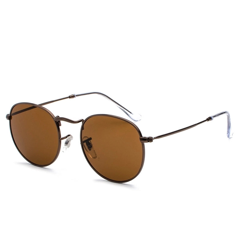 Retro Solid Color Tac Round Frame Full Frame Women’s Sunglasses