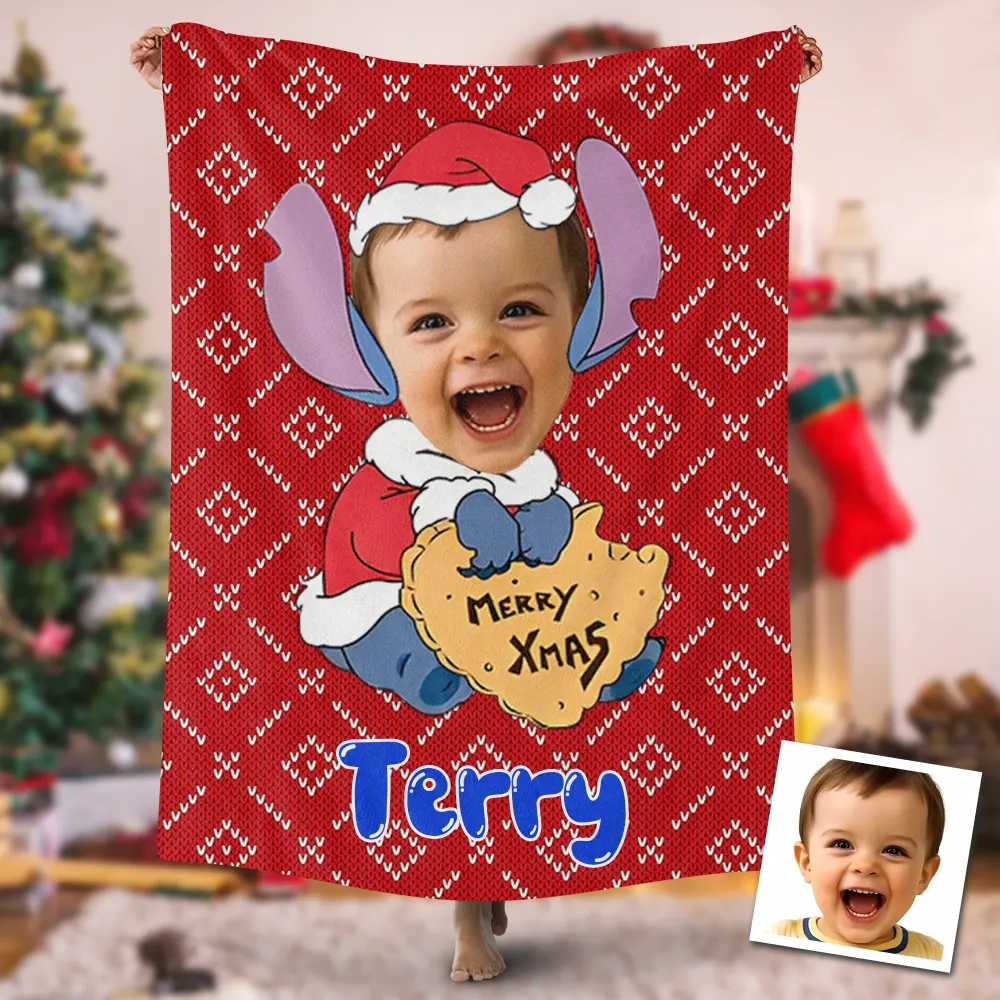 Custom Blankets Personalized Merry Christmas Stitch Blankets