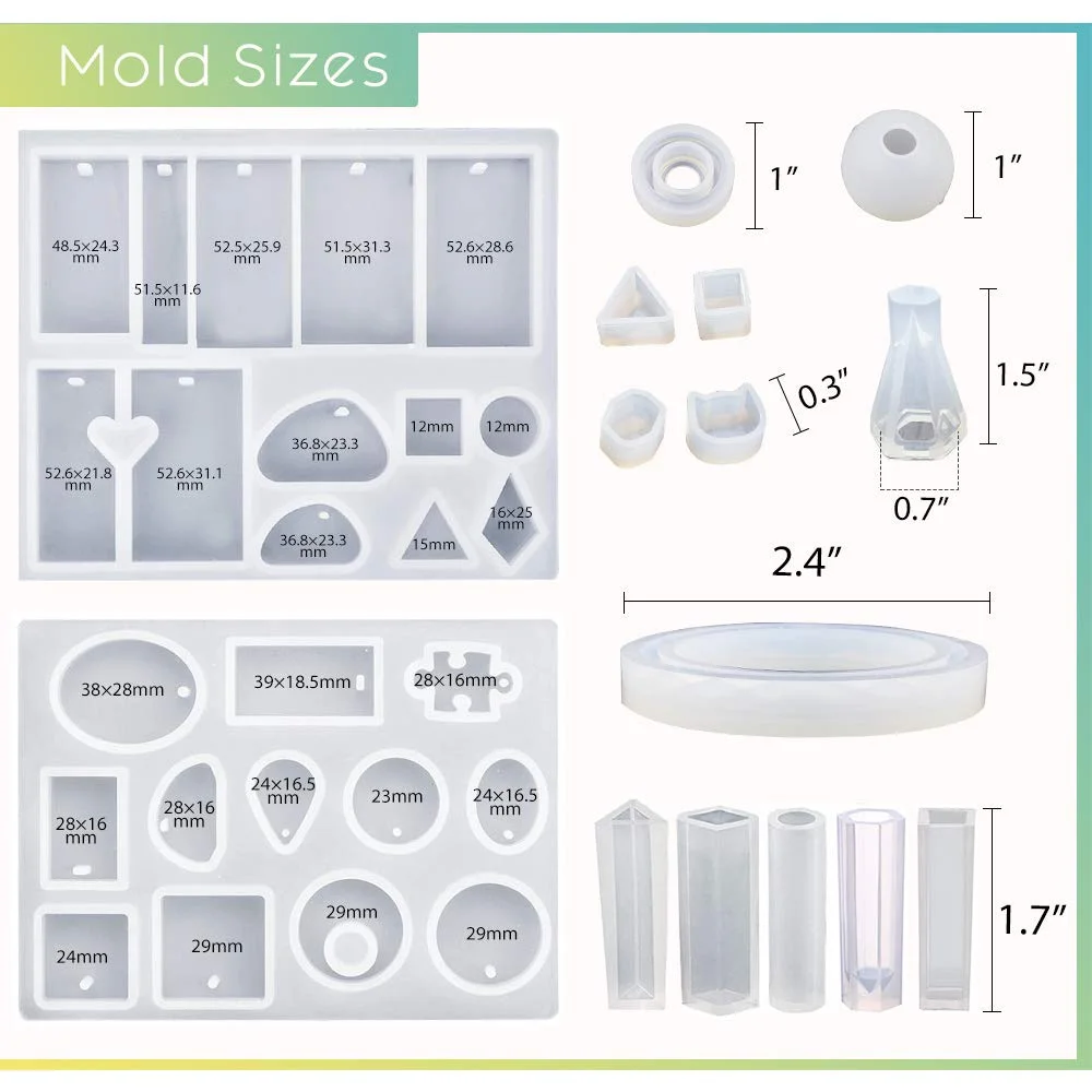 RESIN Resin Jewelry Molds for Beginners,16Pcs Resin Jewelry Making Kit with  Barcelet Molds,Pendant Molds,Ring Molds,Resin Silicone Molds for Epoxy  Resin,UV Resin