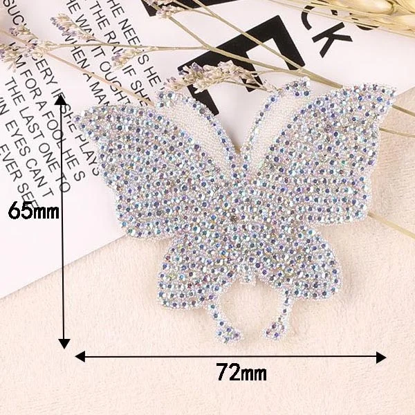 Beautiful Butterfly Crystal Rhinestone Patches On Clothes DIY Washable Heat Stickers Funny Design Iron On Transfer For Bag Decor