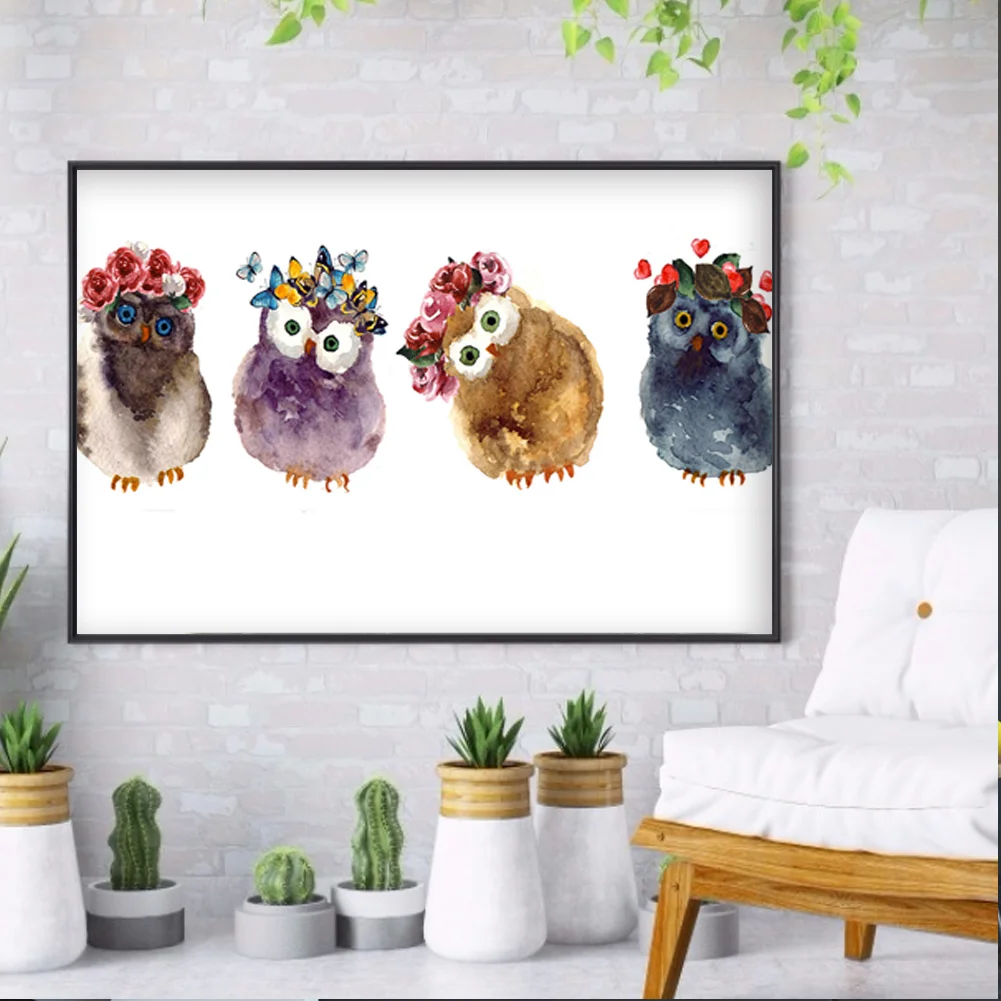 Full Round Diamond Painting 40*30cm - Colorful Owl