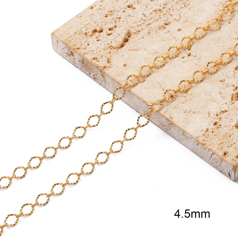 1 Piece Copper 18K Gold Plated Cable Chain Box Chain Polished 1M Jewelry Accessories Chain