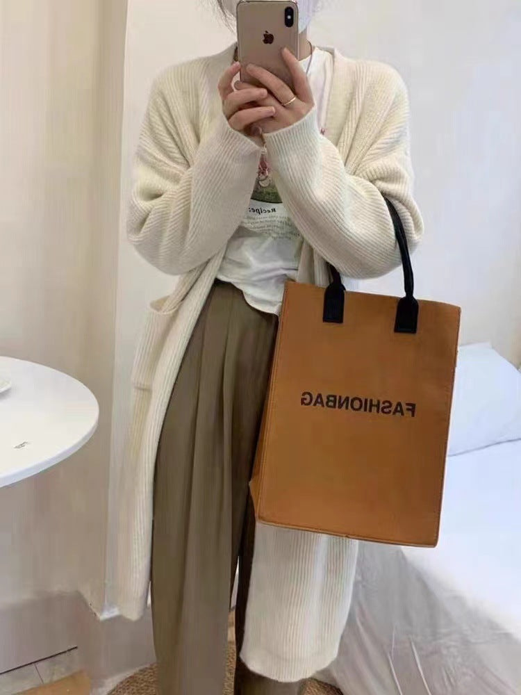 Aiertu fall outfits Solid Color Knitted Cardigan Women's Autumn and Winter Loose Temperament V-neck Lazy Style Mid-Length over-the-Knee Sweater Coat Fashion aiertu