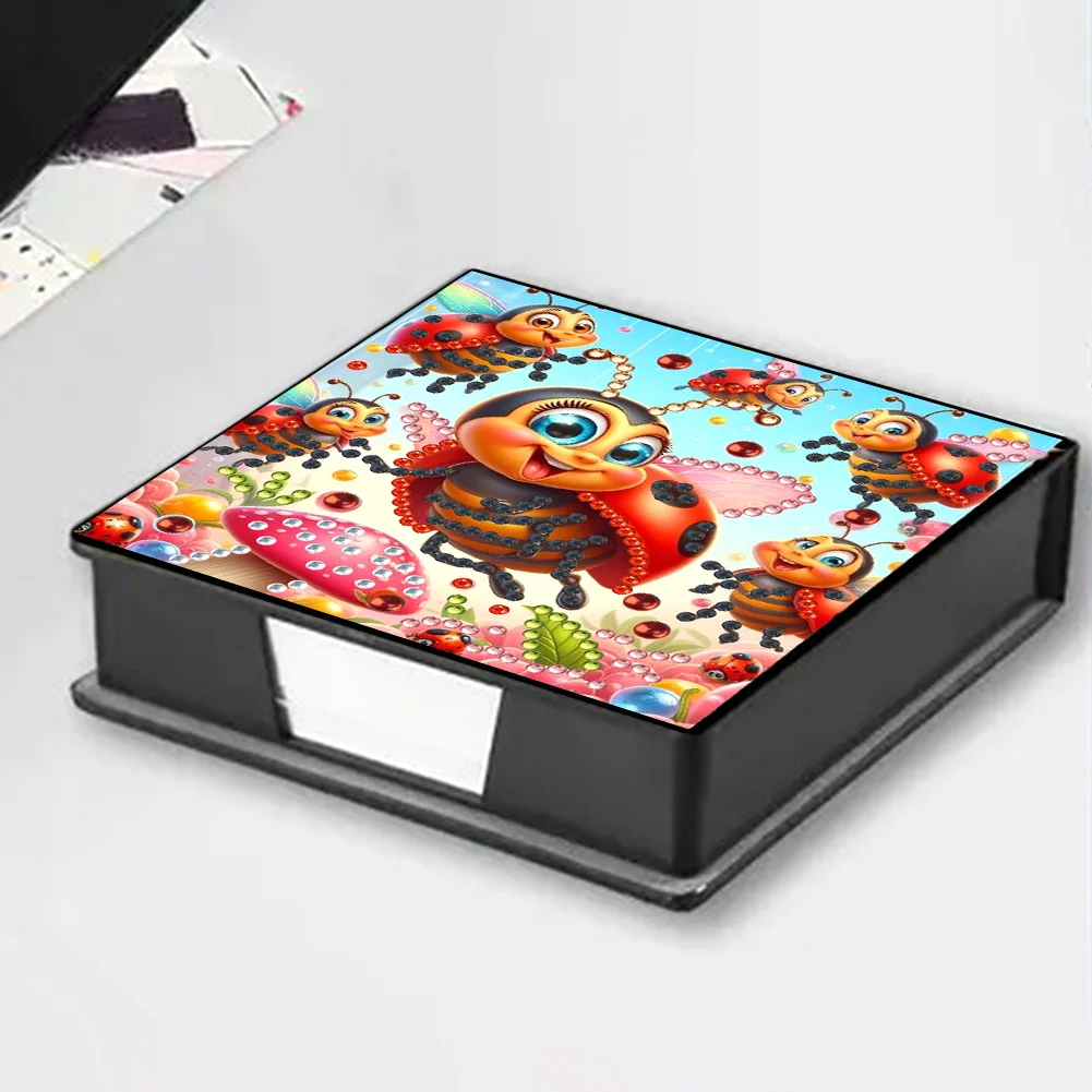 PU Insects Diamond Painting Notecard Box with Papers for DIY Art Craft