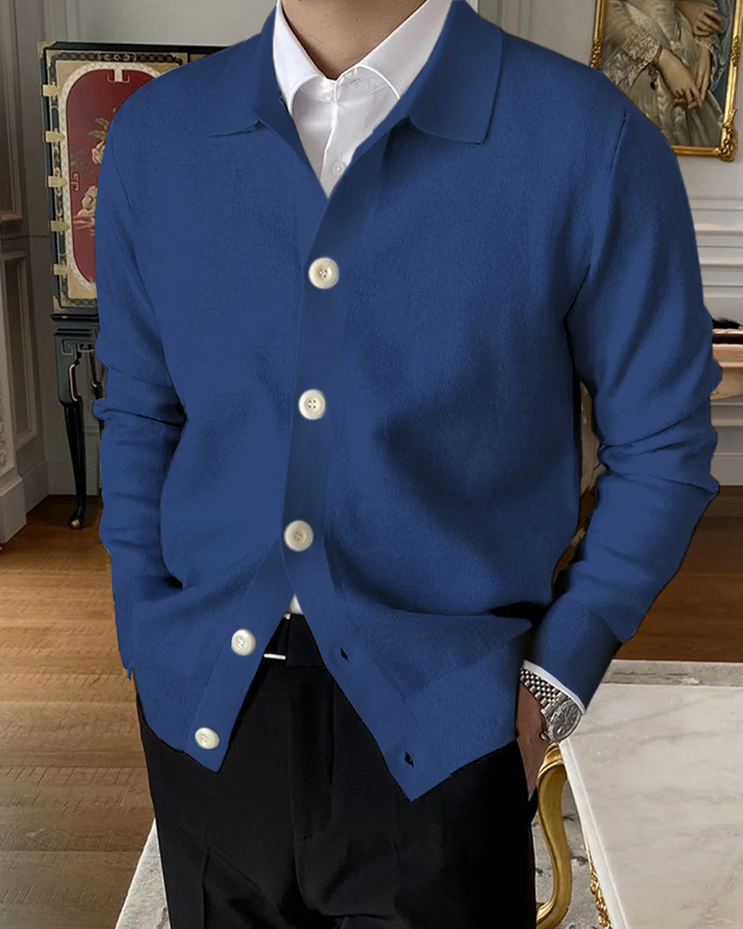 Men's Lapel Knitted Sweater Cardigan 8f7d