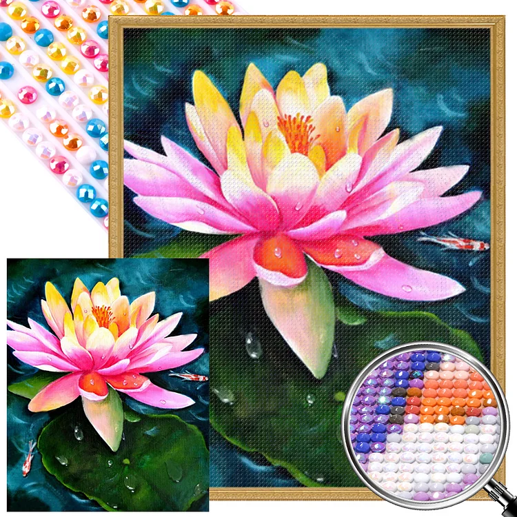 Lotus - Full Round(Partial AB Drill) - Diamond Painting(45*55cm)