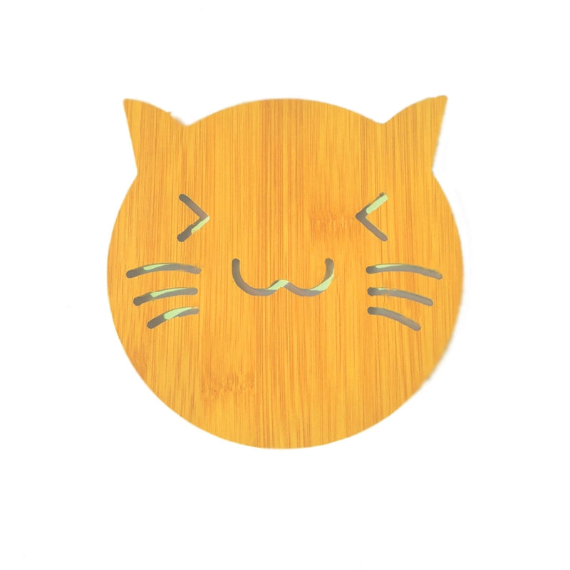 Home Wooden Cartoon Heat Insulation Mat Dining Table Mat Non-slip Pot Mat Creative Cute Cushion Tea Mat Bowl Mat Coaster