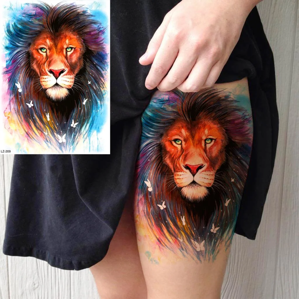 Sdrawing Black Skull Rose Flower Back Temporary Tattoos For Women Men Halloween Compass Round Fake Tattoo Sticker Skeleton