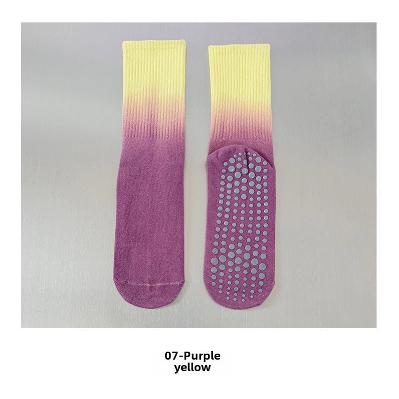 Simple Autumn And Winter Gradient Yoga Women’s Socks Non-slip Sports Socks Girls’ Pilates Mid-calf Socks Direct Sales