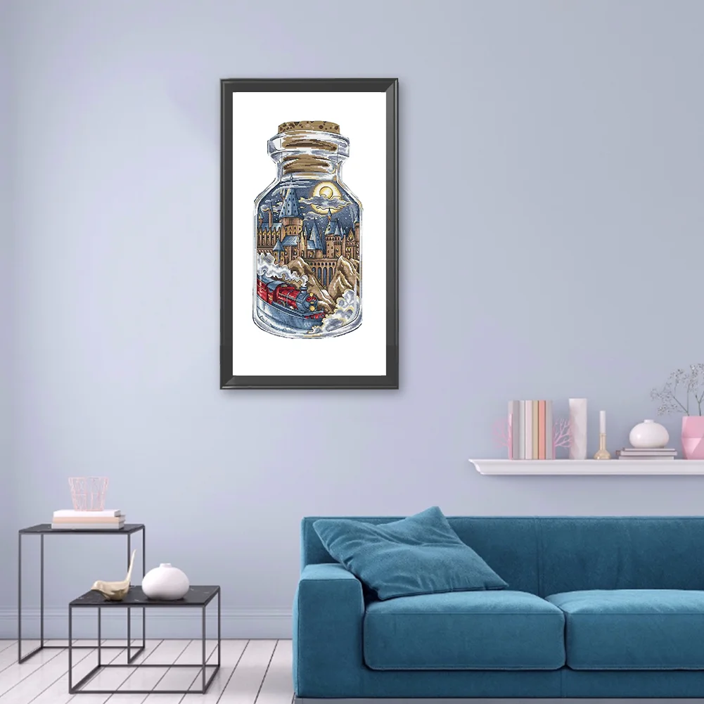 11ct Counted Cross Stitch - Castle in Bottle(19*37cm)