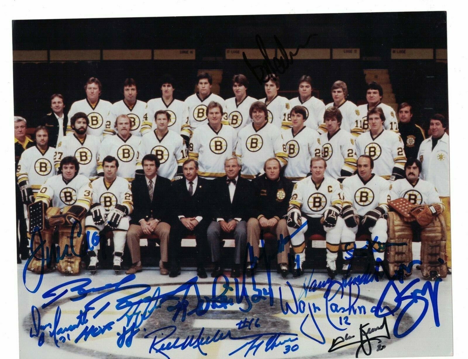 1980-81 Boston Bruins Team Photo Poster painting Signed by 14 W/Our COA