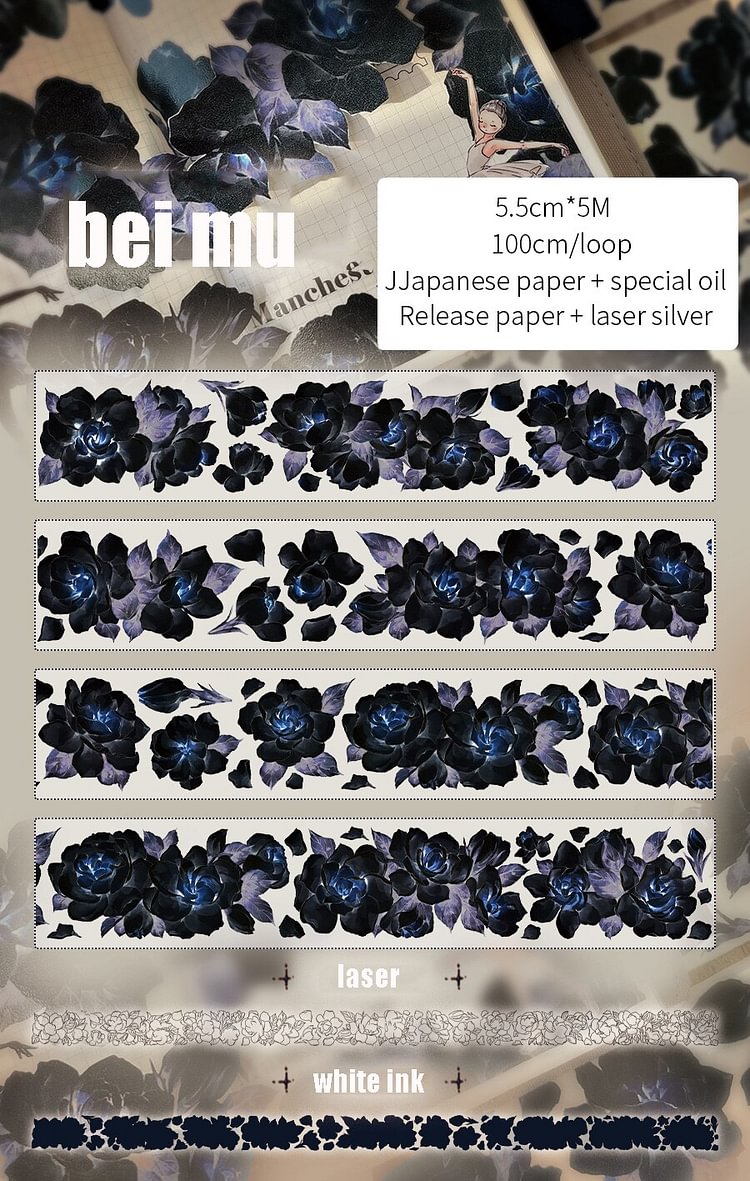 Journalsay 5m/6m Roll Flower Plant Washi Paper PET Tape DIY Journal Vintage Scrapbooking Collage Masking Tapes