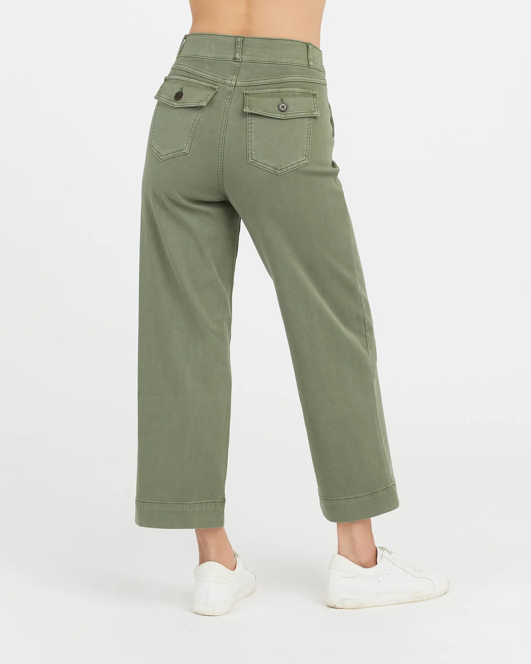 Stretch Twill Cropped Wide Leg Pant