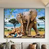 Diamond Painting-DIY Full Round Partial AB Drill Giraffe and Elephant(75x55cm)