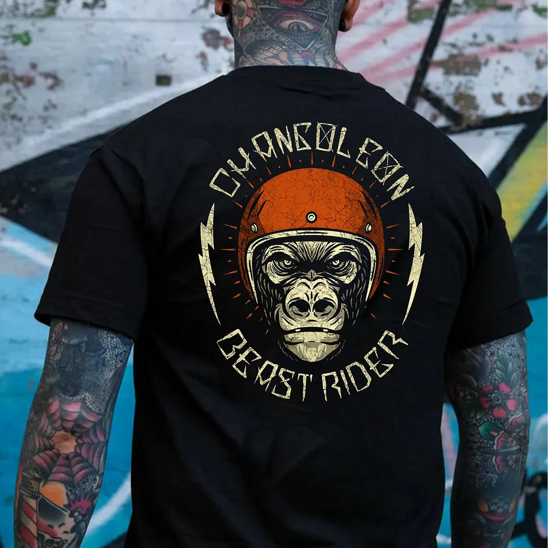 CHANGOLEON BEAST RIDER Helmet Chimpanzee Print Men's T-shirt
