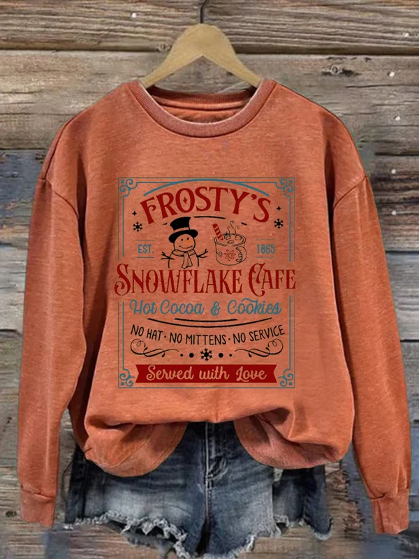 Women's Christmas Snowflake Coffee Printed Sweatshirt - BSRTRL0074