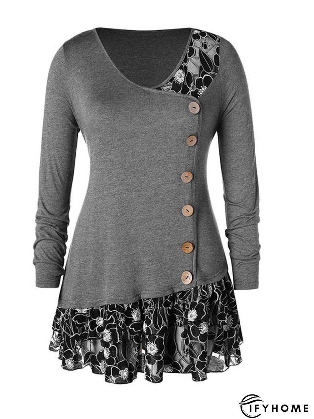 Crew Neck Long Sleeve Casual Printed T-shirt | IFYHOME