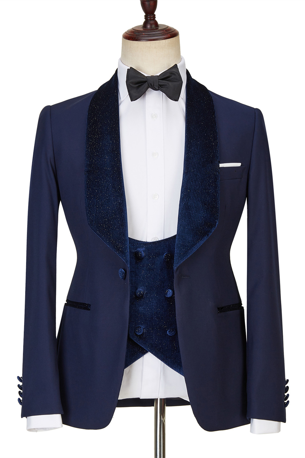 Bellasprom Navy Blue Best Fitted Three Pieces Men Suits Bellasprom