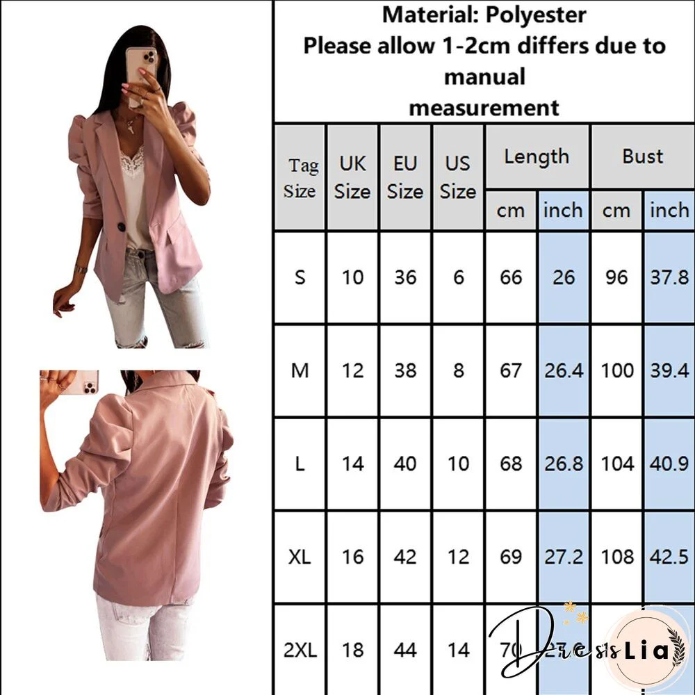 Elegant Office Lady Blazer Jacket Women Spring Autumn Long Sleeve Casual Slim Button Blazers Female Coats Ruffles Fall Suit Coat