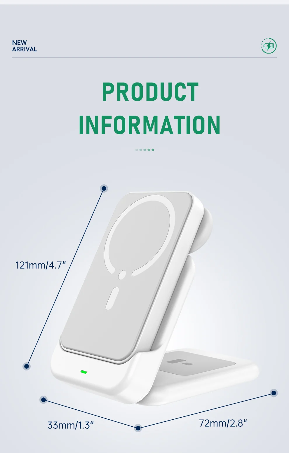 Magsafe magnetic power bank with stand 4 in 1 detachable foldable wireless charger