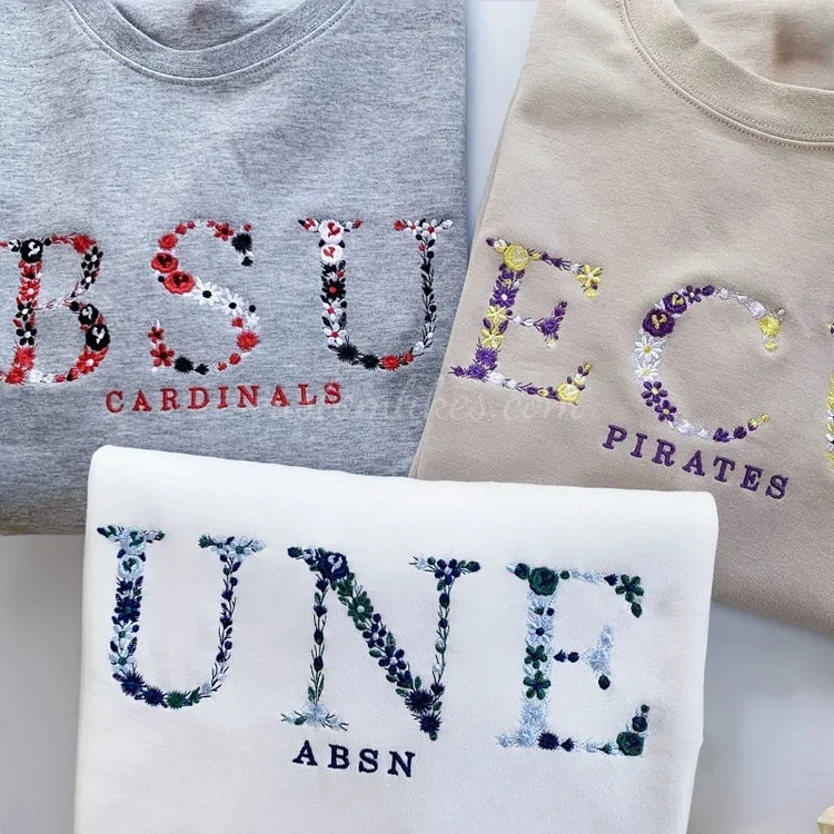 Personalized Embroidered Floral University Sweatshirt