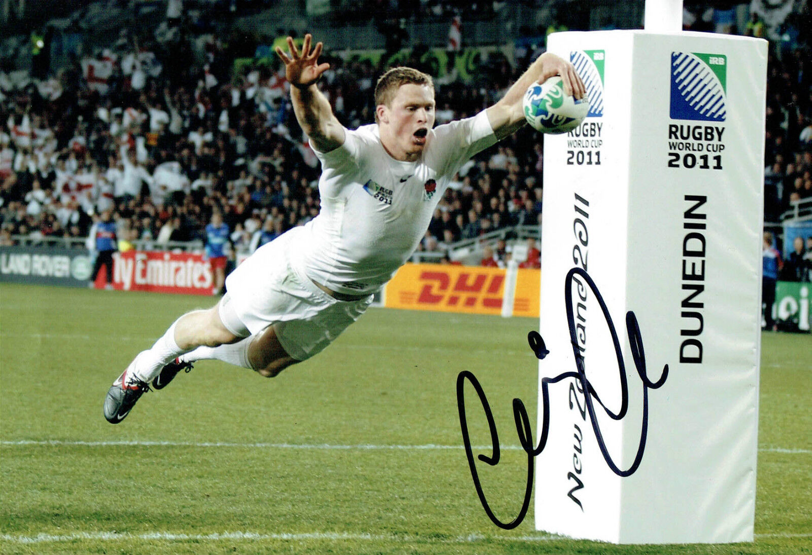 Chris ASHTON Signed Autograph 12x8 Photo Poster painting AFTAL COA England Rugby Swallow Dive