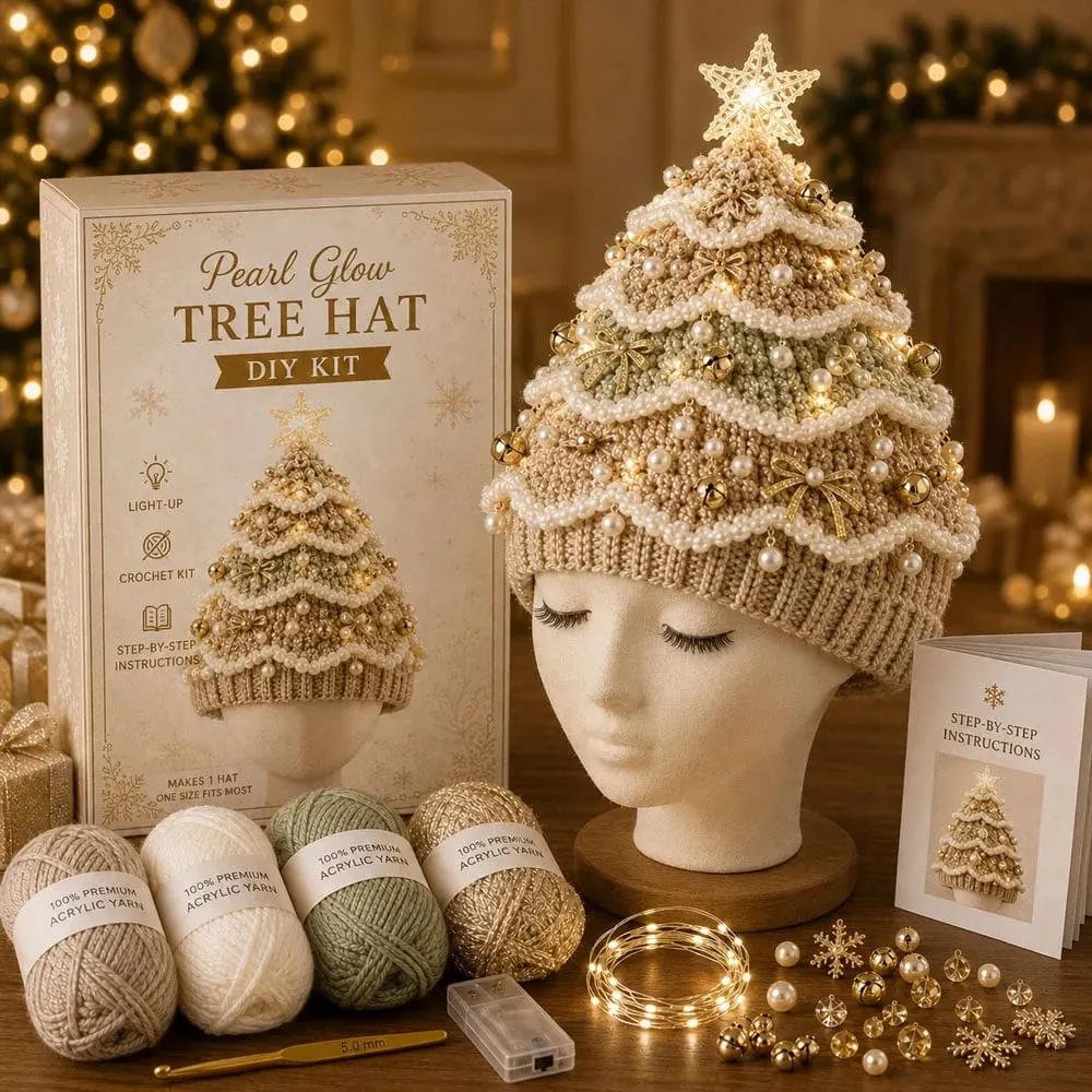 Pearl Glow crochet tree hat