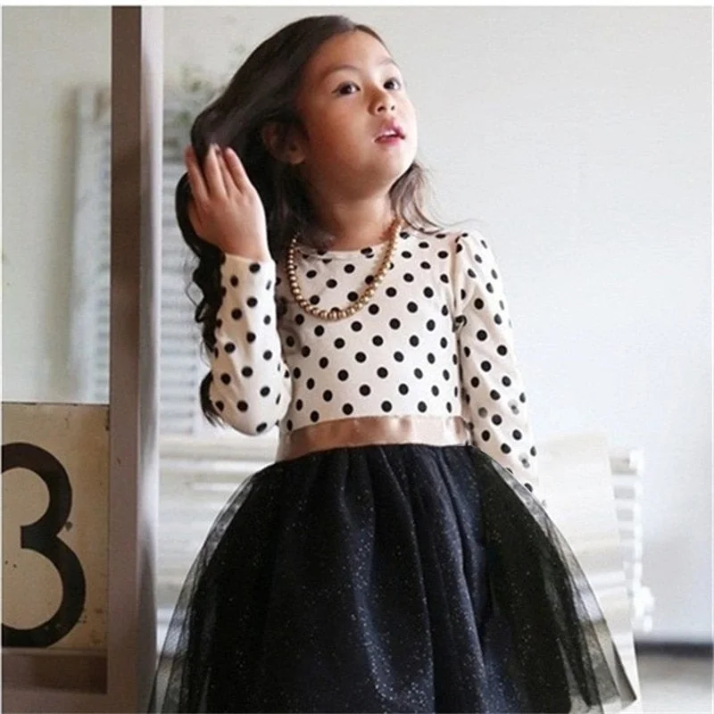 Striped Long Sleeve Kids Dresses for Girls Cotton Ball Gown Autumn Winter Party Children Clothing Kids Birthday Princess Dress