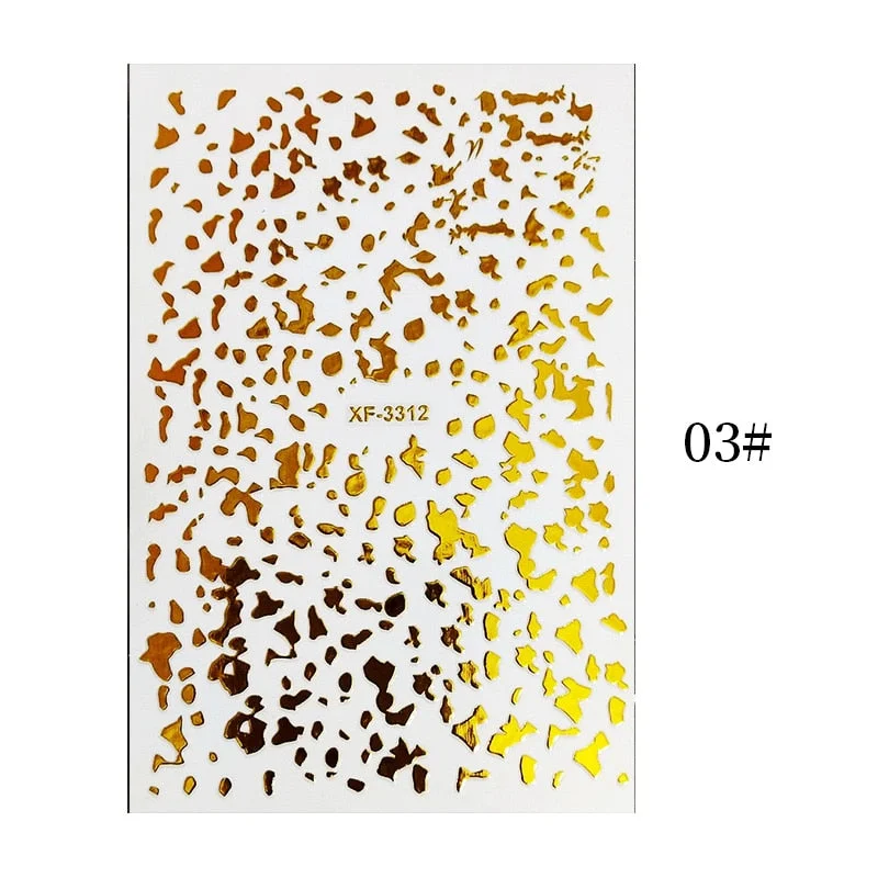 1PC Zebra Serpentine 3D Nail Stickers Fluorescence Green Leopard Prints Sliders Animal Skins Nail Art Decoration For Manicures