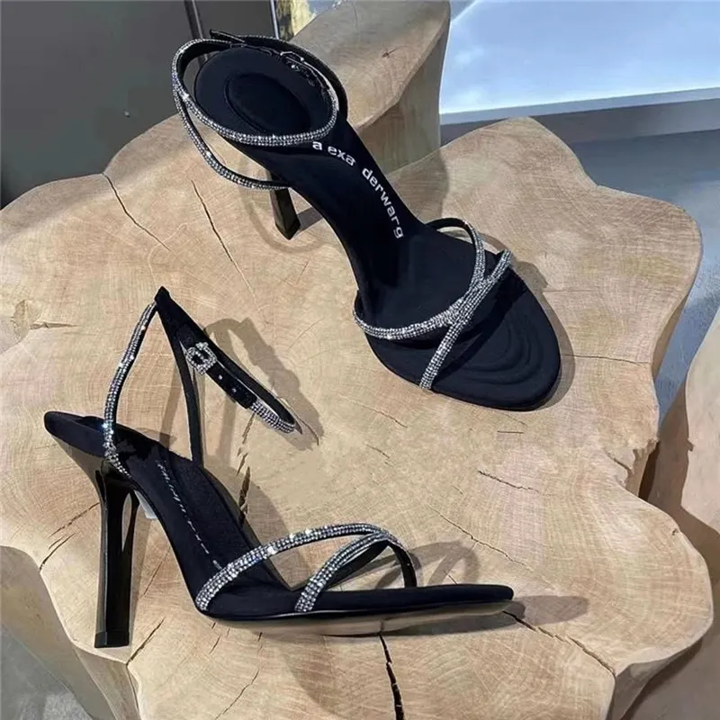 Breakj Breakj And Summer 2025 New Water Drill Letter High Heels Sexy Dew Fine Heel King With Sandals Women Shoes