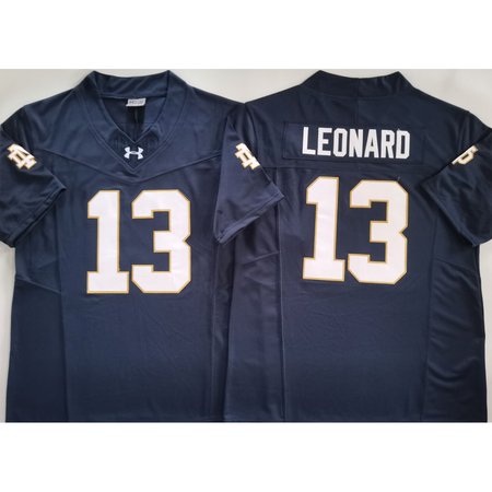 Men's Notre Dame Fighting Irish #13 Riley Leonard Navy Stitched Jersey AJRV