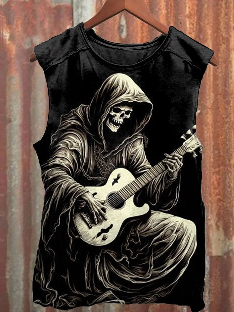 Halloween Hip Hop Skull Print Unisex Vest