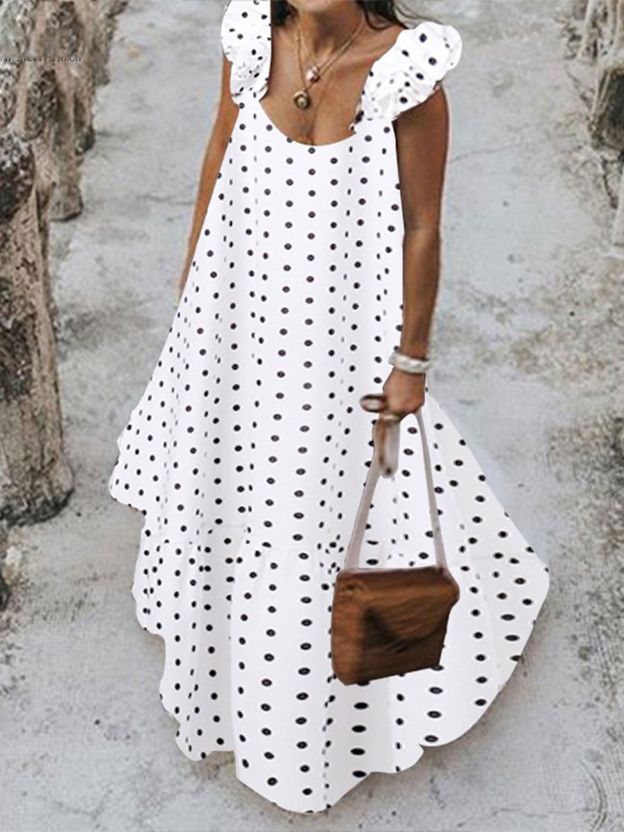 Bohemian polka dot casual sleeveless dress