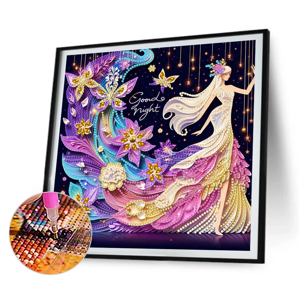 4pcs/Set Diamond Painting - Partial Special Shaped Drill - Elf Girl(Canvas|30*30cm)