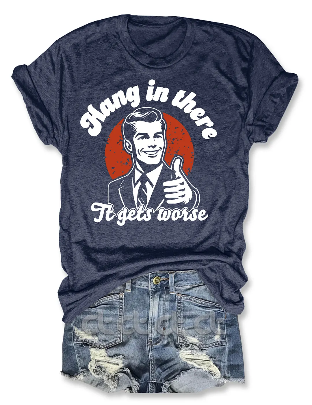 ZisZor 'Hang In There It Gets Worse' Existential Dread Cartoon Bomb T-Shirt - Funny Sarcastic Tee, Unisex Fit - View #14