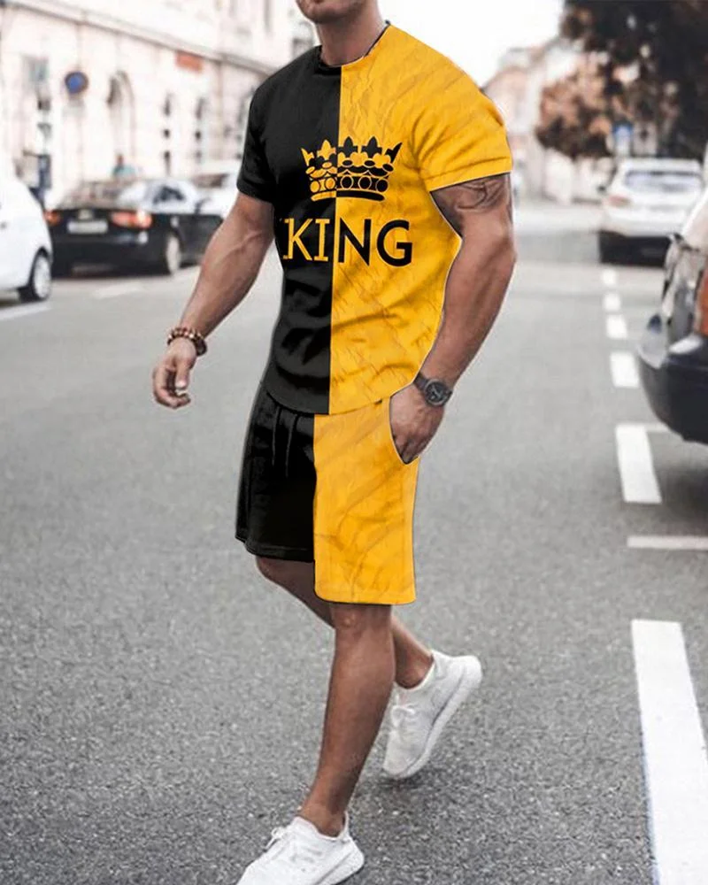 Men's Sports Imperial Crown  Printed Shorts Suit