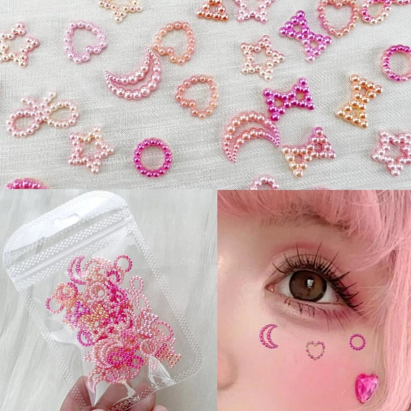 Lolita Makeup Face Modeling White Small Pearl Patch Eye Tail Patch Eye Decoration Bow Star Love Eye Makeup