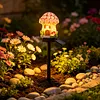 LED Solar Fairy-Tale Mushroom Cottage Garden Light Auto On/Off Resin Mushrooms Ground Decor Lights Weather-Proof Solar-Powered Resin Mushrooms Statue Lamp for Yard Patio Pathway Lawn Flower Bed