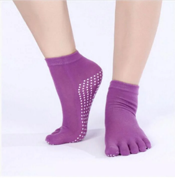 CUHAKCI Cotton Socks Five Fingers Multicolor Socks Yuga Skid Resistance Dots Pattern Printing Femme Dance Women's Toe Socks Girl