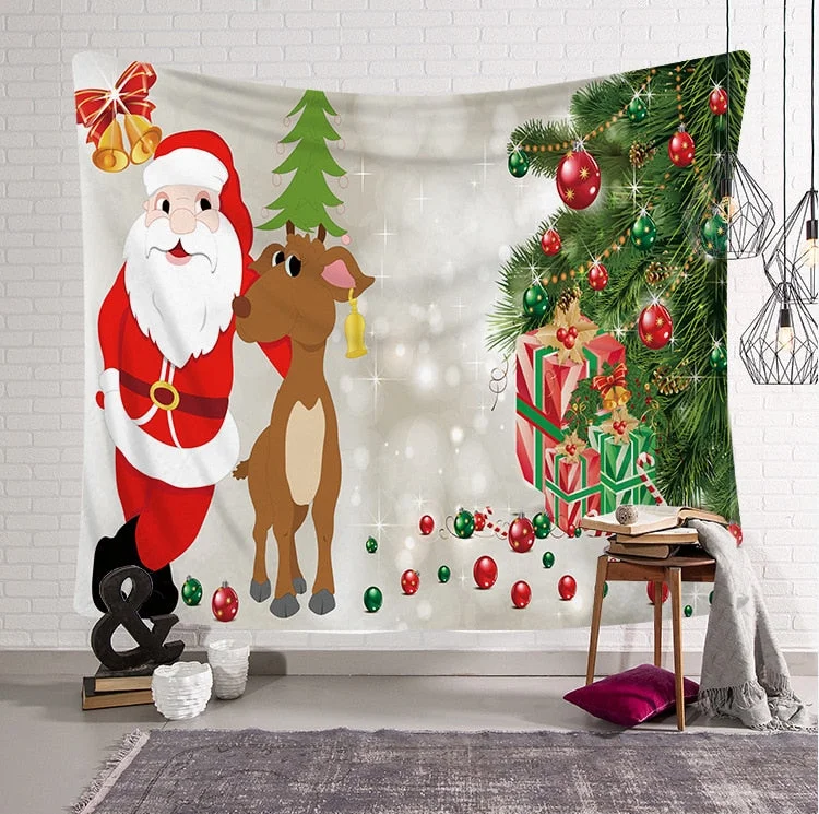 Christmas Home decor Santa Claus Hot Xmas Art Home Wall Hanging Tapestry Wall Ornamentation Christmas Wall Decor Tapestry
