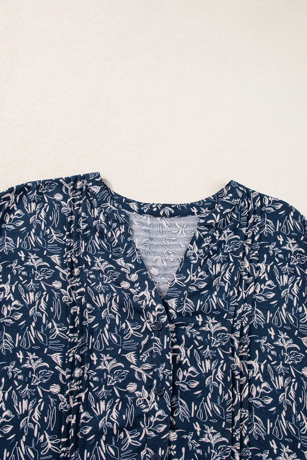 Buttoned V Neck Short Sleeve Blouse
