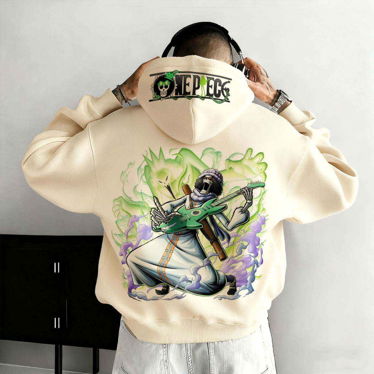 Music-Themed Hoodie with Vibrant Anime Character Print