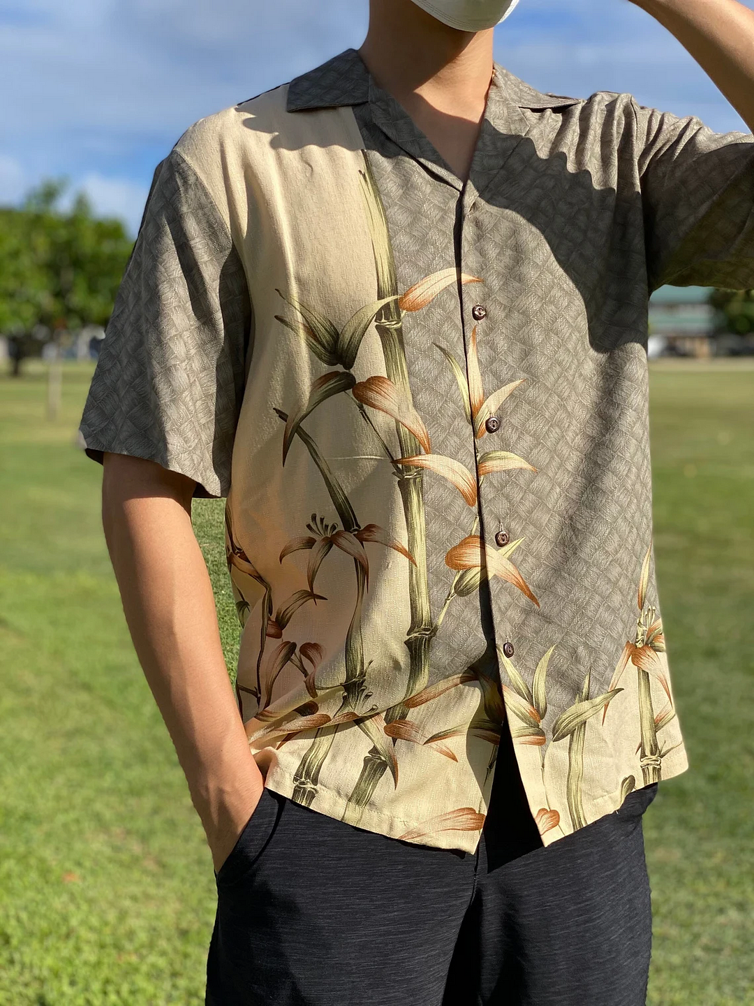 Vintage Palm Tree/Bamboo Aloha Shirt